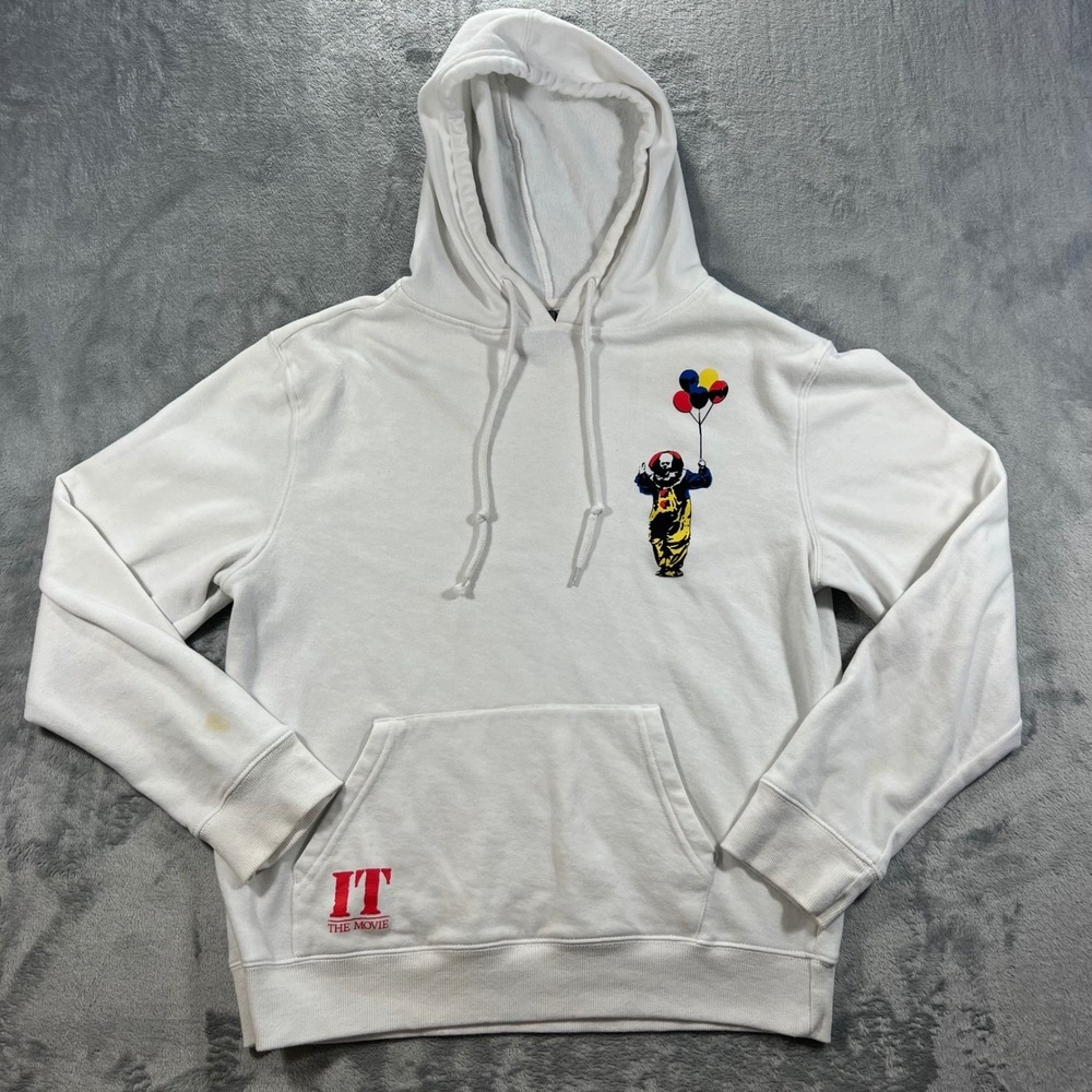 IT The Movie Pennywise‎ Hoodie Small White Warner Bros Horror Clown Graphic 90s